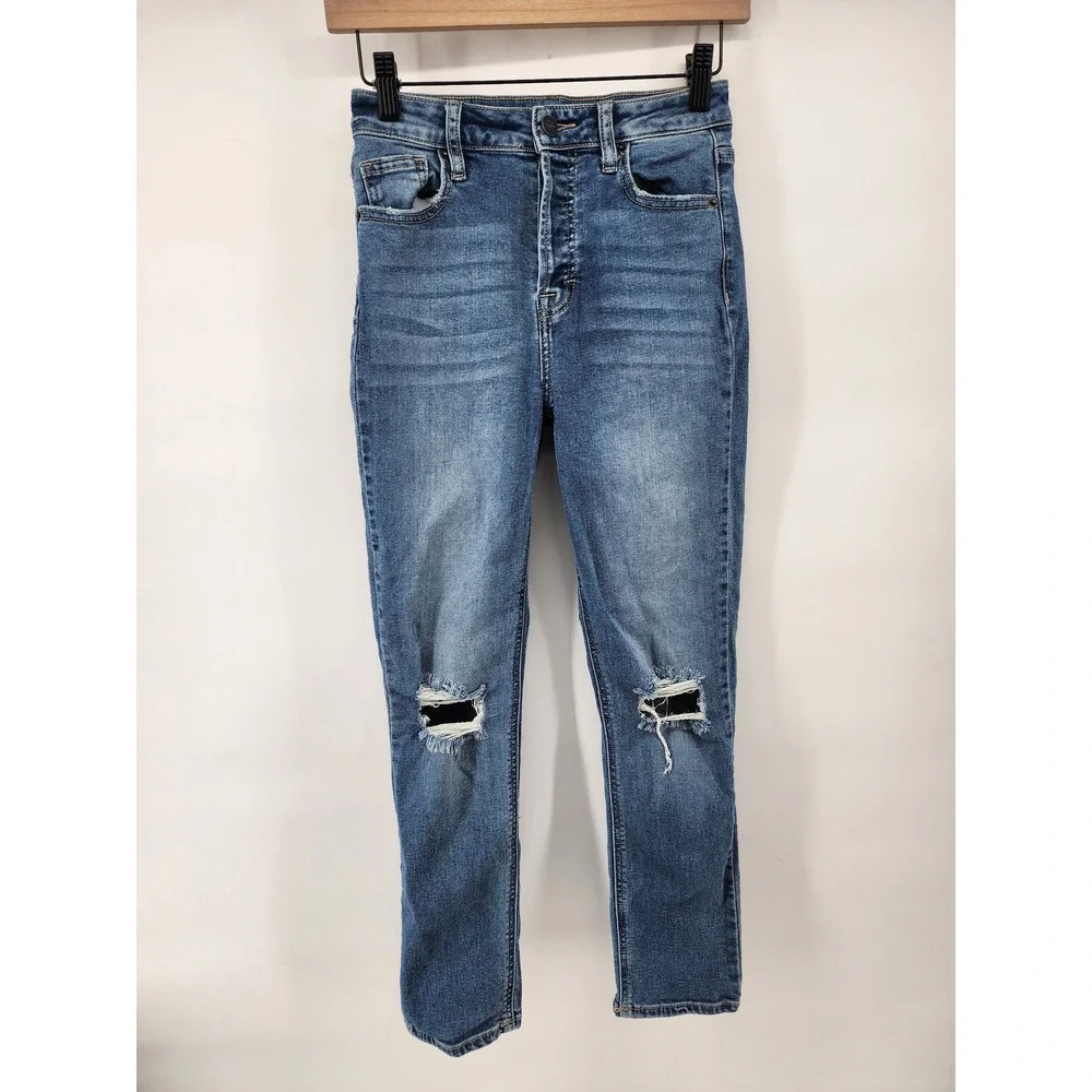 Hidden Jeans Distressed High Rise Skinny Denim Blue Size 25